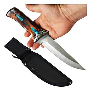 FACA PARA CHURRASCO LUATEK AÇO INOX 30CM CABO MADEIRA BAINHA NYLON LUATE