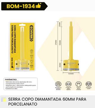 SERRA COPO DIAMANTADA 60MM PARA PORCELANATO BOMVINK