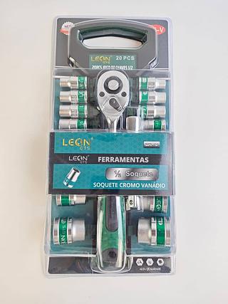 JOGO DE 20 PEÇAS SOQUETE 1/2 LEON GTS