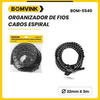 ORGANIZADOR DE FIOS CABOS ESPIRAL 22MMX3M BOMVINK
