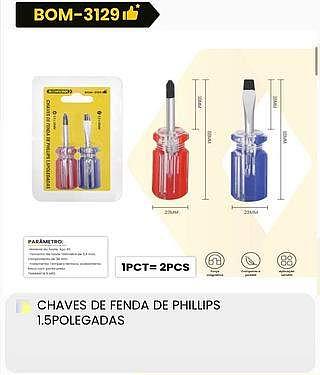 CHAVES DE FENDA DE PHILLIPS 1.5 POLEGADAS BOMVINK