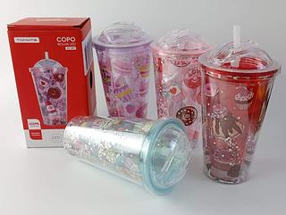 COPO BOLHA LED 450ML MATERIAL PLASTICO TOMATE