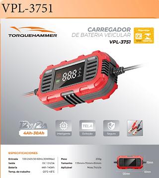 CARREGADOR DE BATERIA VEICULAR 12V/2A TORQUEHAMMER