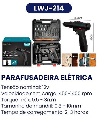 PARAFUSADEIRA ELETRICA 12V TENSÃO X2 BATERIAS LUATEK