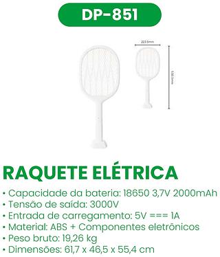 RAQUETE ELETRICA RECARREGAVEL 2000MAH 5V / 1A DP