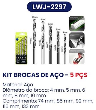 KIT BROCAS DE ACO 5PCS LUATEK