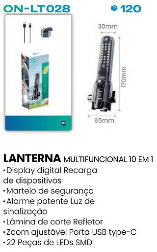 LANTERNA MULTIFUN-CIONAL 10EM1 22PECAS DE LEDS SMD ONISTEK