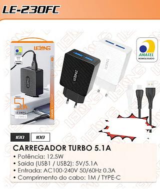CARREGADOR RAPIDO 5.1A 2USB LELONG