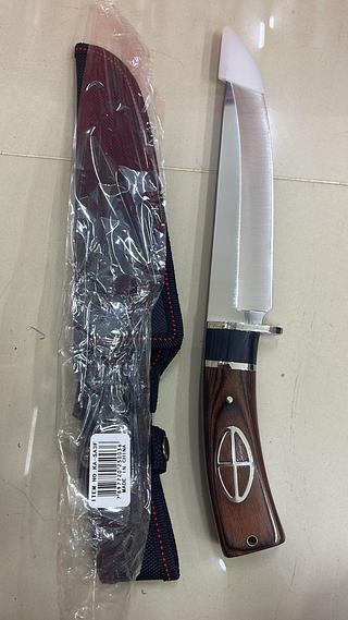 FACA CHURRASCO CAÇA E PESCA CABO ARTESANAL EM MADEIRA E METAL LUATEK