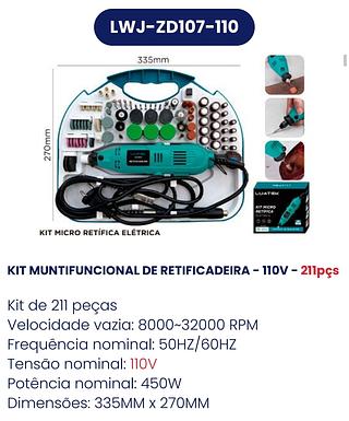 KIT MICRO RETIFICA ELETRICA LUATEK
