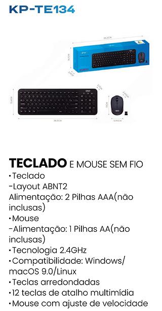 TECLADO & MOUSE SEM FIO KNUP