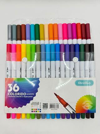 CANETINHA COLORIDA COM DUPLA PONTAS 36 PEÇAS MINIMEN