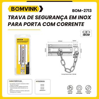 TRAVA DE SEGURANÇA EM INOX PARA PORTA COM CORRENTE BOMVINK