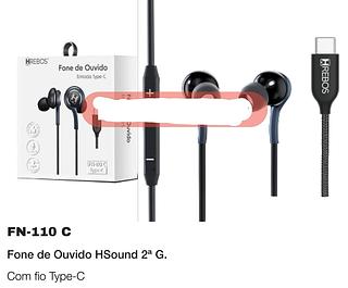 FONE DE OUVIDO ENTRADA TYPE-C HREBOS