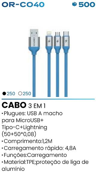 CABO DE DADOS 3EM1 USB OBERON
