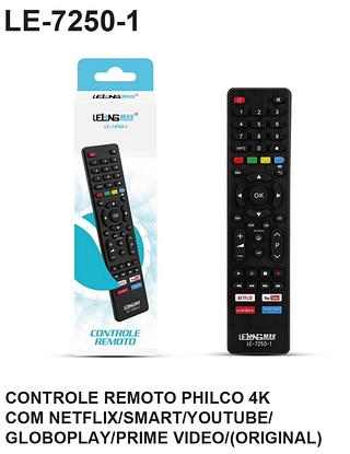 CONTROLE REMOTO PHILCO 4K/NETFLIX/SMT/YOUTUBE/GLOBOPLAY/PRIME LELONG M
