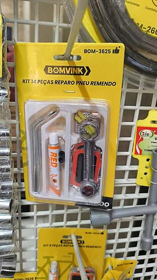 KIT 14 PEÇAS REPARO PNEU REMENDO BOMVINK