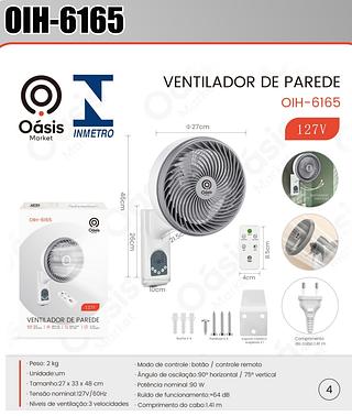 VENTILADOR DE PAREDE 127V OASIS MARKET