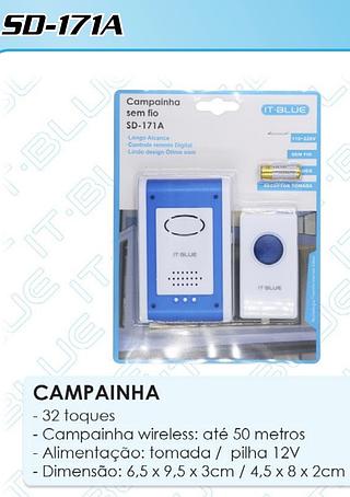 CAMPAINHA SEM FIO 110-220V IT-BLUE