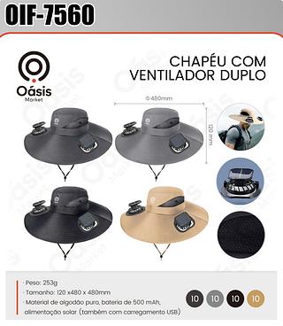CHAPÉU COM VENTILADOR DUPLO OÀSIS MARKET