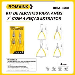 KIT DE ALICATES PARA ANEIS 7'' COM 4 PEÇAS EXTRATOR BOMVINK