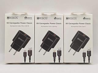 KIT CARREGADOR POWER CLASSIC MICRO USB PRETO HREBOS
