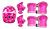 KIT CAPACETE + JOELHEIRA + COTOVELEIRA INFANTIL FLOWERS - CKS COR ROSA