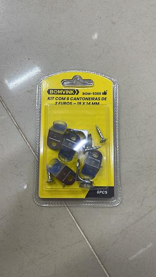 KIT COM 6 CANTONEIRAS DE 2 FUROS - 19X14MM BOMVINK