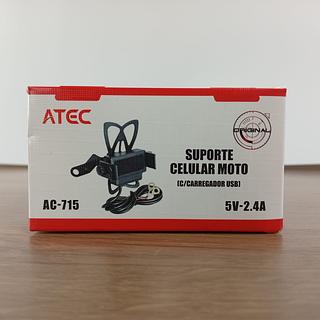 SUPORTE PARA CELULAR C/CARREGADOR USB 5V-2.4A ATEC