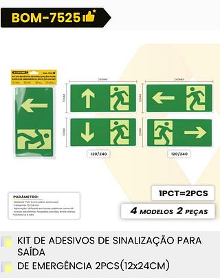KIT DE ADESIVOS DE SINALIZACAO PARA SAIDA DE EMERGENCIA 2PCS(12*24CM) BOMVINK