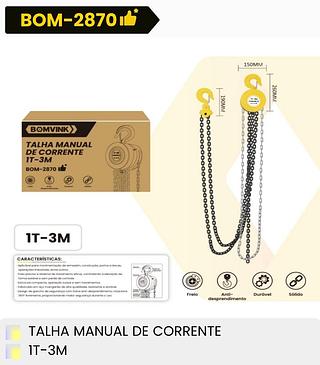TALHA MANUAL DE CORRENTE 1T-3M BOMVINK
