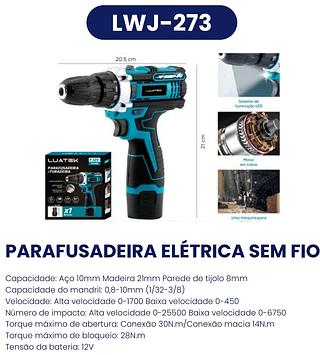 PARAFUSADEIRA / FURADEIRA 12V LUATEK