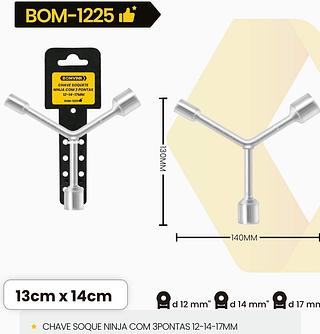 CHAVE SOQUETE NINJA COM 3 PONTAS 12-14-17MM BOMVINK