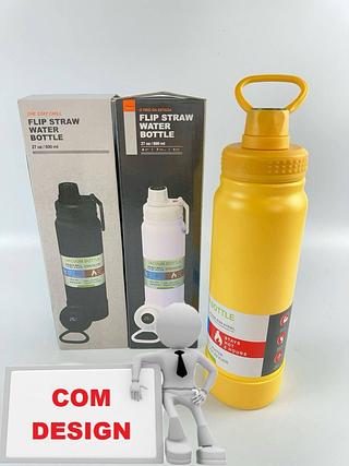 GARRAFA TERMICA 27OZ 800ML FLIP STRAW WATER BOTTLE(COM DESIGN)