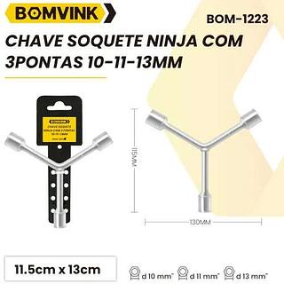 CHAVE SOQUETE NINJA COM 3 PONTAS 10-11-13MM BOMVINK