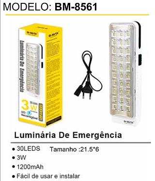 LUMINARIA DE EMERGENCIA 1200MAH LED RECARREGAVEL 15W B-MAX