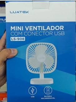 VENTILADOR PORTATIL BATERIA RECARREGAVEL USB LUATEK