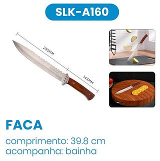 FACÃO COM LÂMINA INOX, SERRILHADO DUPLO E BAINHA DE NYLON LUATEK
