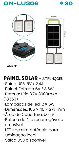 PAINEL SOLAR MULTIFUNCOES ONISTEK