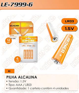 PILHA ALCALINA AAA/LR03 1.5V LELONG MAX