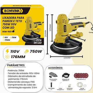 LIXADEIRA PARA PAREDE E TETO 750W FCOM LED BOMVINK