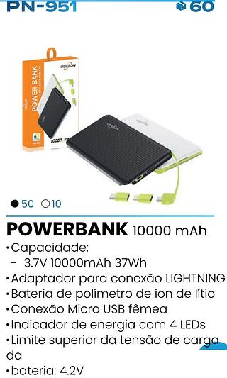 POWER BANK PORTATIL 1000MAH 3 CONECTOR OBERON
