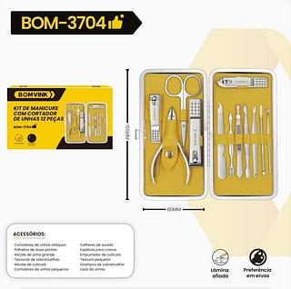 KIT DE MANICURE COM CORTADOR DE UNHAS 12 PÇS BOMVINK