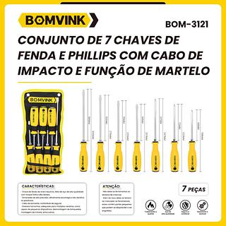 CONJUNTO DE 7 CHAVES DE FENDA E PHILLIPS COM CABO BOMVINK