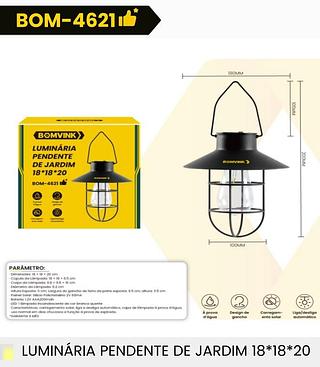 LUMINARIA PENDENTE DE JARDIM 18*18*20 BOMVINK