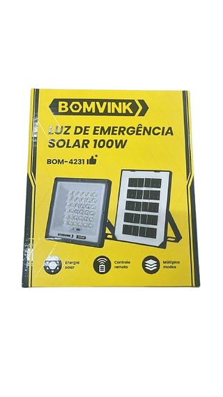 LUZ DE EMERGÊNCIA SOLAR 100W BOMVINK