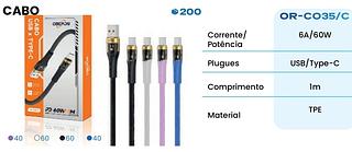 CABO USB*TYPE-C PD 60W 1M OBERON
