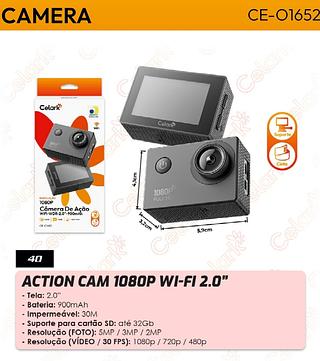 CAMERA DE ACAO WIFI-WDR 2.0'' 900MAH RESOLUCAO 1080P CELARK