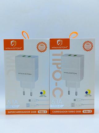 CARREGADOR TURBO DE VIAGEM 6.1A 2USB HMASTON