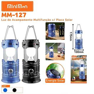 LUZ DE ACAMPAMENTO MULTIFUNCIONAL RECARREGAVEL SOLAR MINIMEN